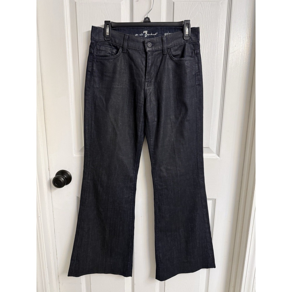 7 for All Mankind Ginger Flared Jeans Women's Size 27 Mid Rise Dark Wash Denim